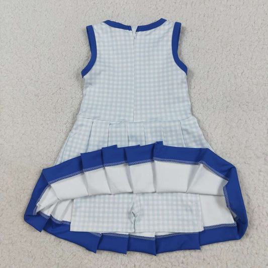 Blue Plaid yoga sleeveless print girl dress GSD2759