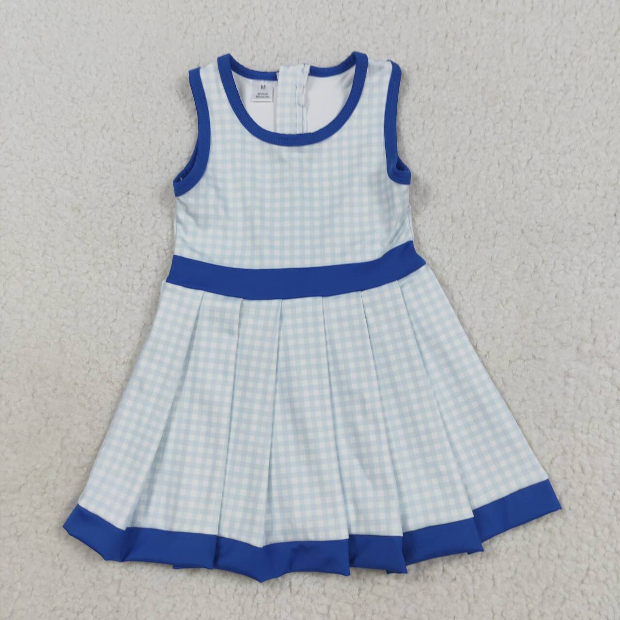 Blue Plaid yoga sleeveless print girl dress GSD2759