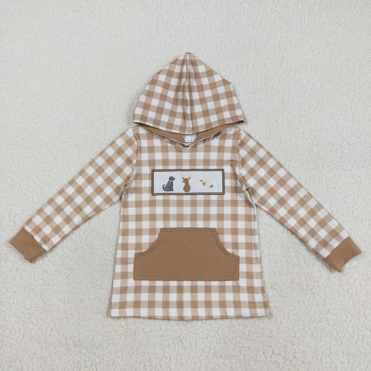 Brown plaid embroidered duck BT1285
