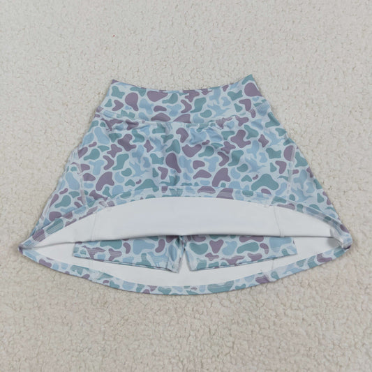 camo Duck solid print short yoga skirt GLK0128