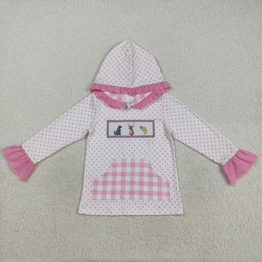 Pink Dots dot embroidered duck hoodies GT1106