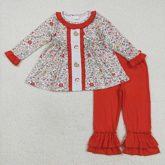 Christmas embroidery Santa flowers Girls set GLP2365