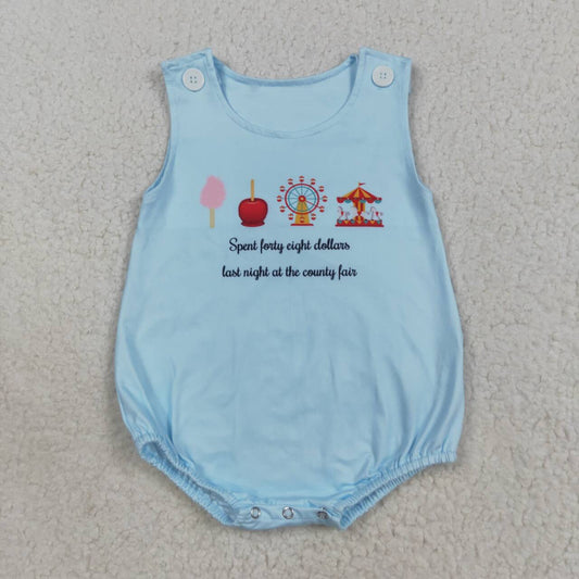 Blue sleeveless letter Baby Romper SR3056