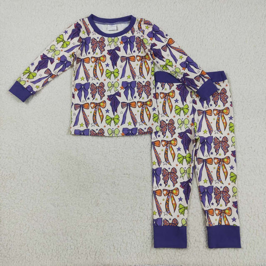 Halloween Purple Bow long sleeve Pajamas GLP2566