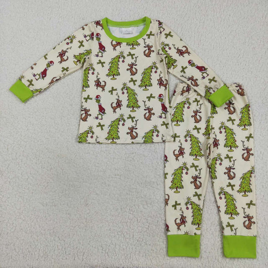 Christmas green Cartoon long sleeve Pajamas GLP2627