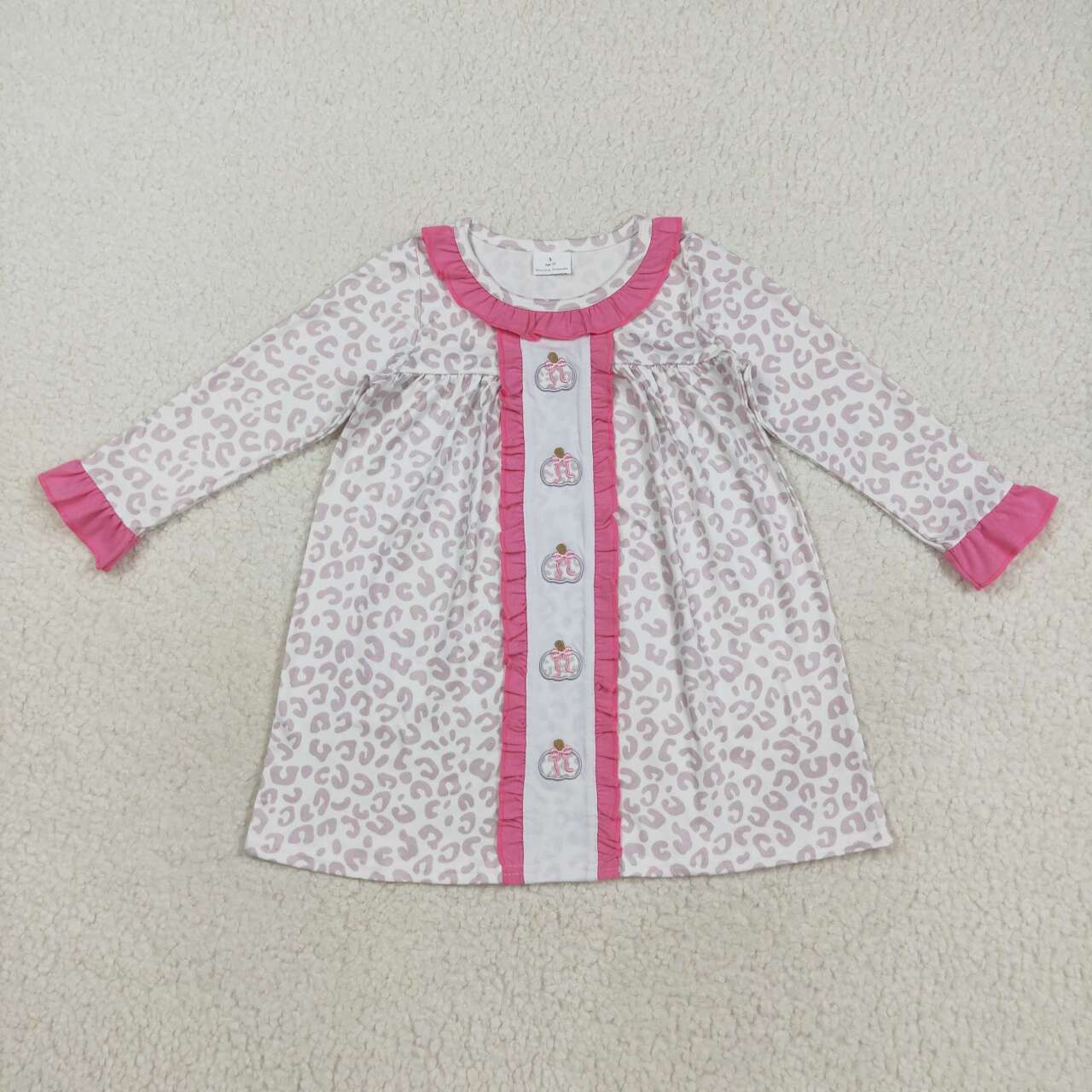 leopard pumpkin embroidery dress GLD1054