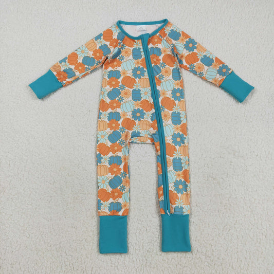 pumpkin floral long sleeves Baby Romper LR2461