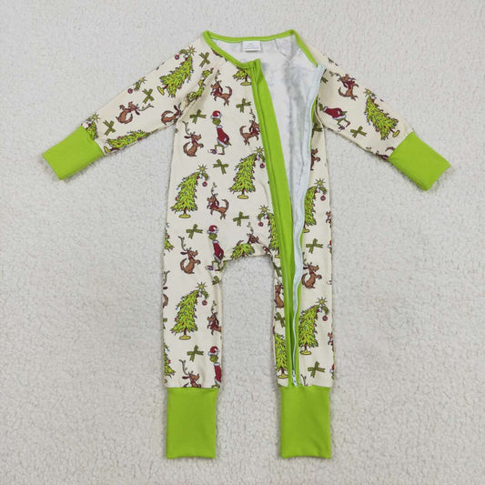 Christmas Green Cartoon long sleeves Baby Romper LR2481