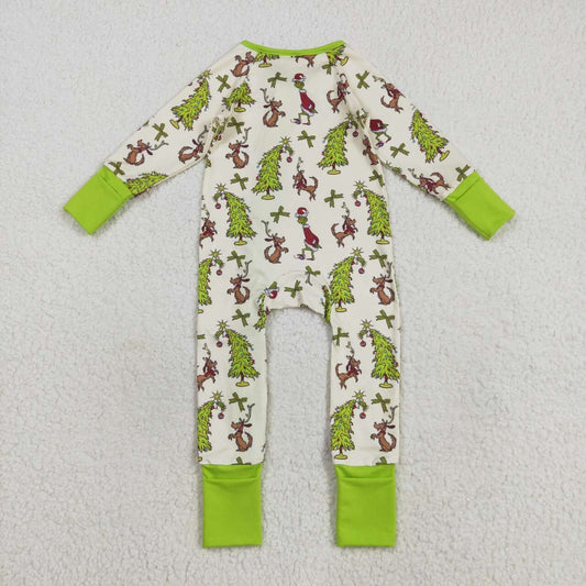 Christmas Green Cartoon long sleeves Baby Romper LR2481