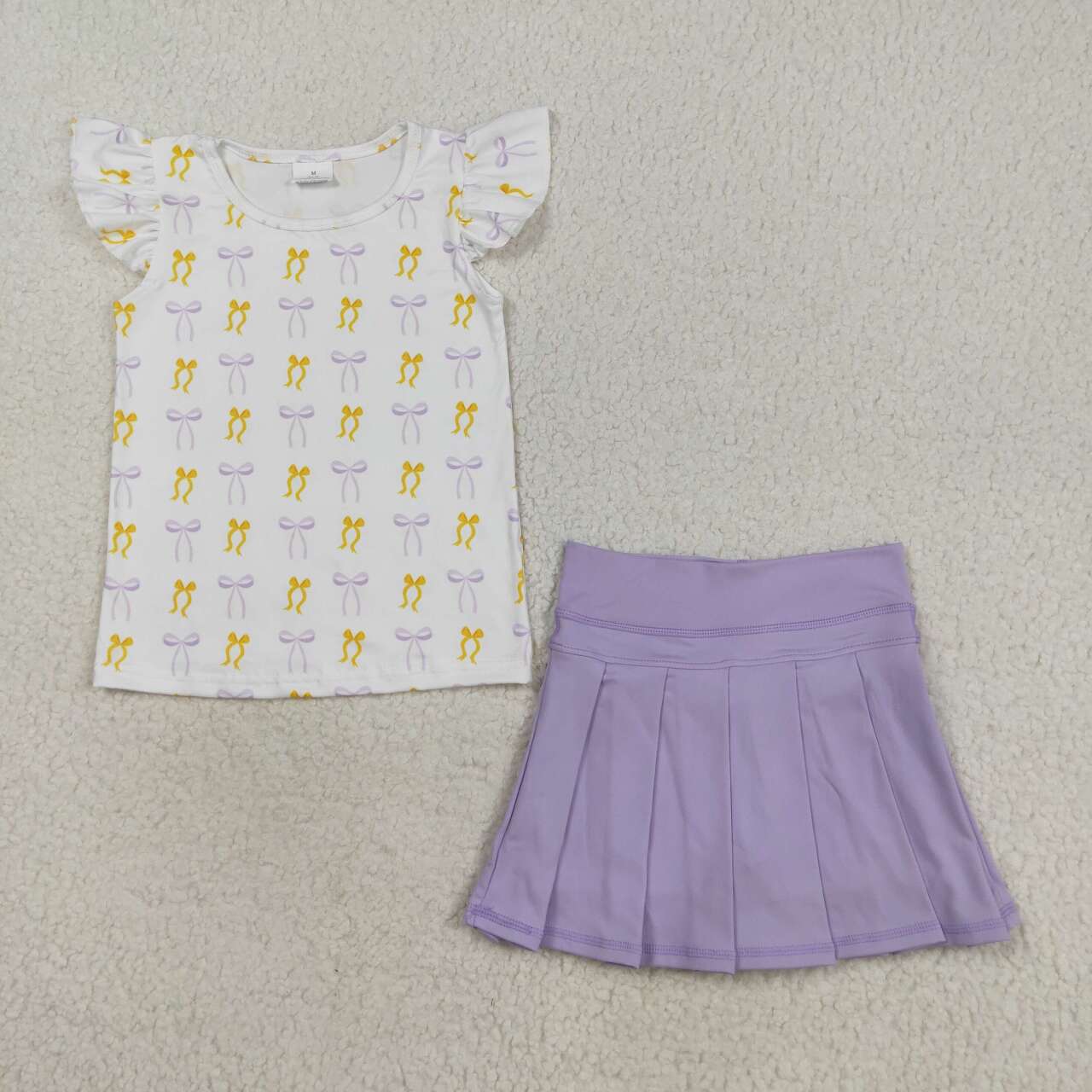 Bow print sleeveless Girls Set