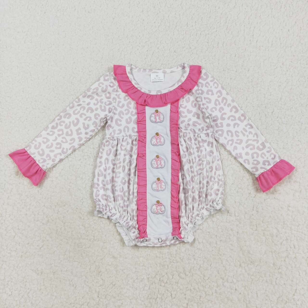 Leopard pumpkin embroidery long sleeve Baby Romper LR2220