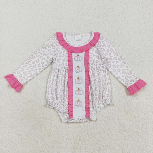 Leopard pumpkin embroidery long sleeve Baby Romper LR2220