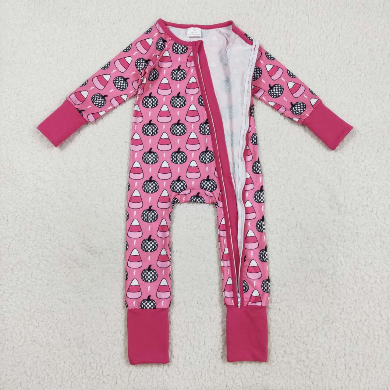 Hot Pink pumpkin long sleeves Baby Romper LR2467