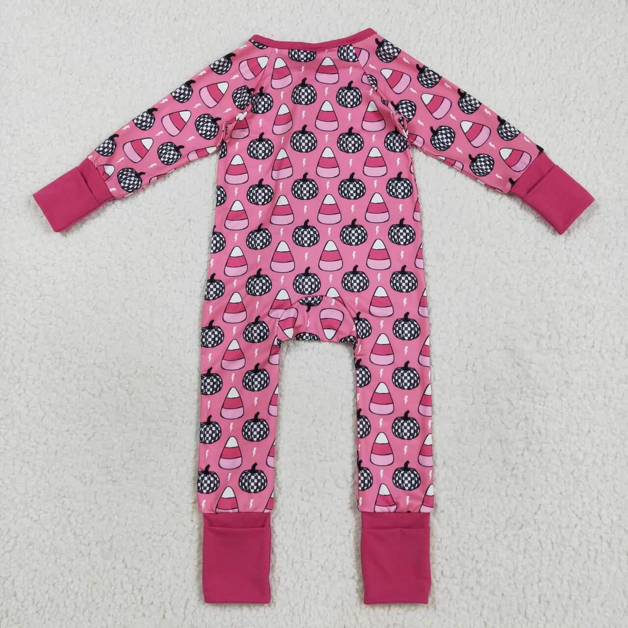 Hot Pink pumpkin long sleeves Baby Romper LR2467