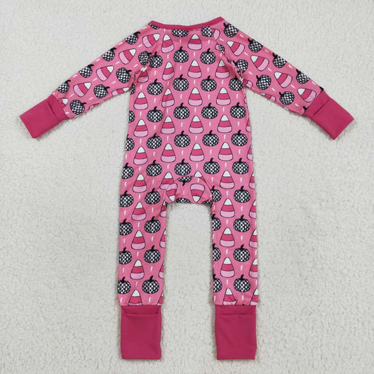 Hot Pink pumpkin long sleeves Baby Romper LR2467