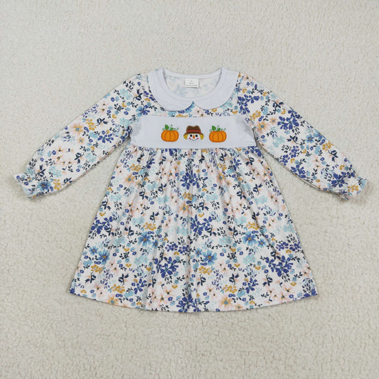 flowers pumpkin embroidery dress GLD1071