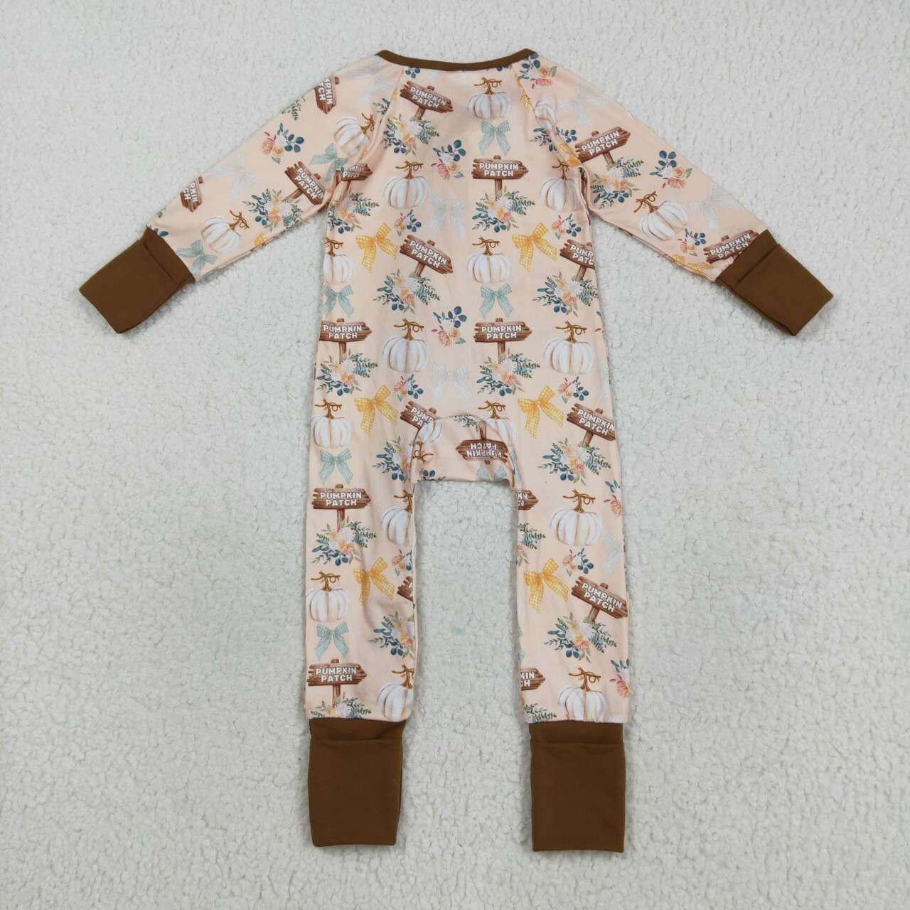 Halloween Pumpkin bow long sleeves Baby Romper LR2462