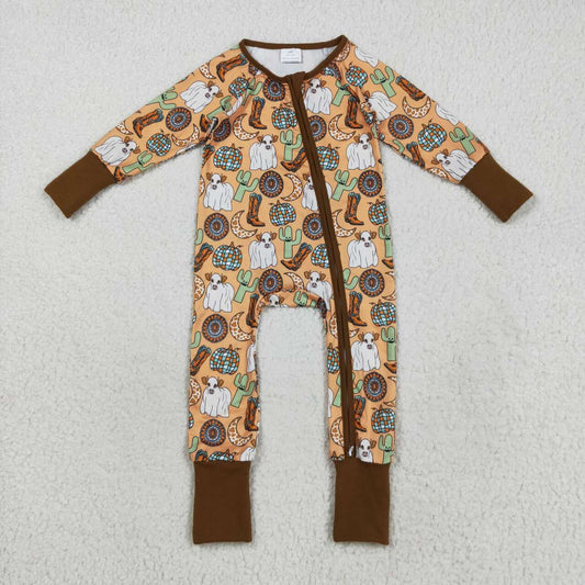 Western Cactus Cow Boots long sleeves Baby Romper LR2463