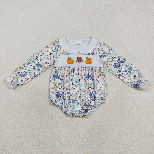 Halloween embroidery pumpkin long sleeve Baby Romper LR2246