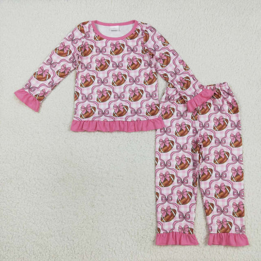 Pink Baseball Bow Kids Pajamas GLP2535