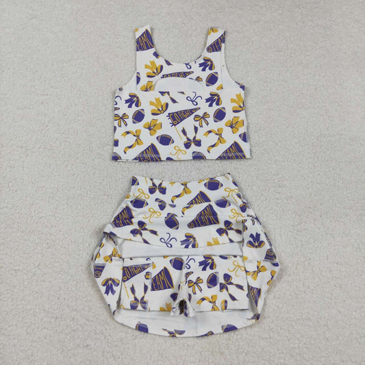 Purple football Bow athletic Girls Skort GSD2690