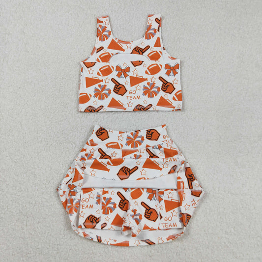 Orange football Bow athletic Girls Skort GSD2695