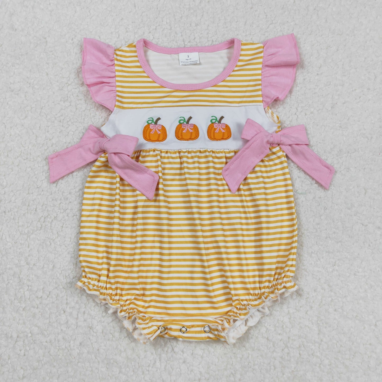 Halloween embroidery pumpkin short sleeve Baby Romper SR3125