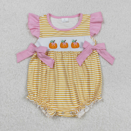 Halloween embroidery pumpkin short sleeve Baby Romper SR3125