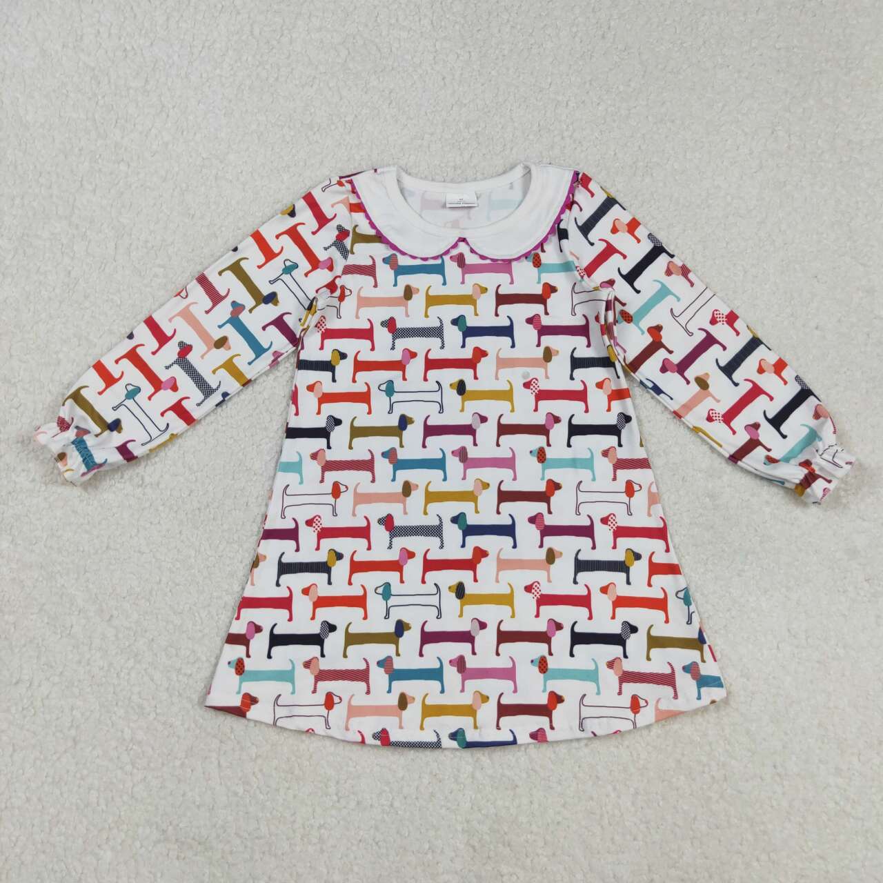 colorful Dog long sleeve Girls dress GLD0471