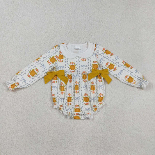 Halloween pumpkin Bow long sleeve Baby Romper LR2389