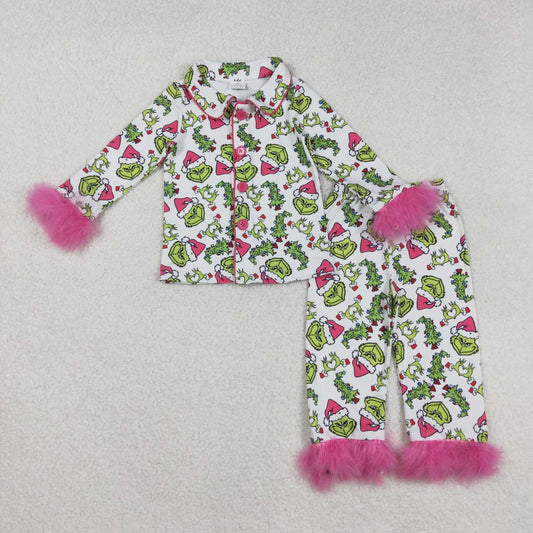 Christmas Pink Cartoon print Girls Pajamas GLP2647