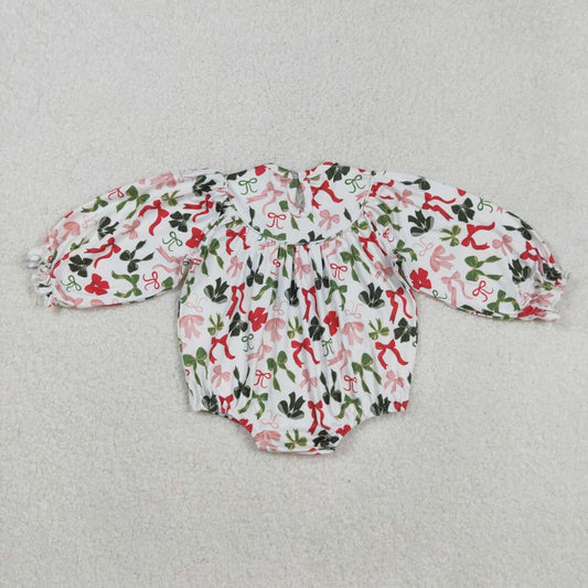 Merry Christmas bow Smock Baby Romper LR2185