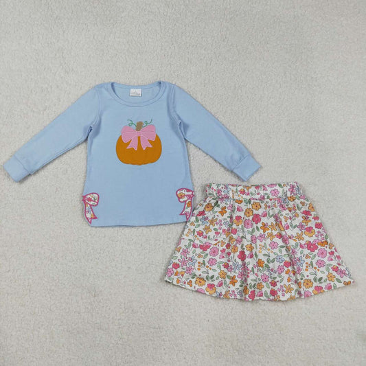 Fall floral pumpkin Girls Set GLD1172