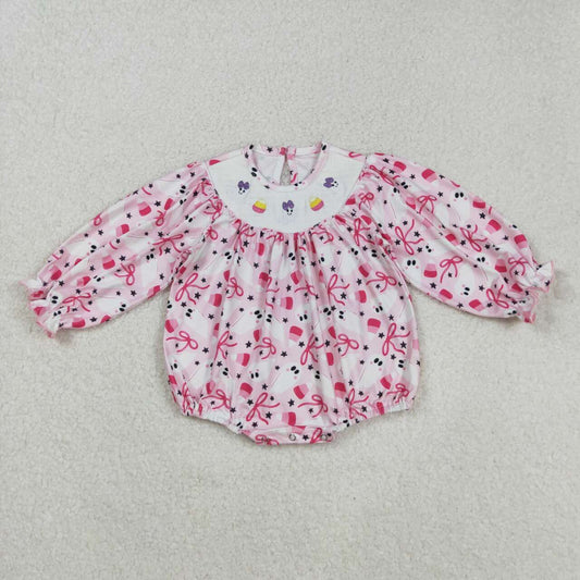 Halloween Smock Pink Ghost pink Baby Romper LR2216