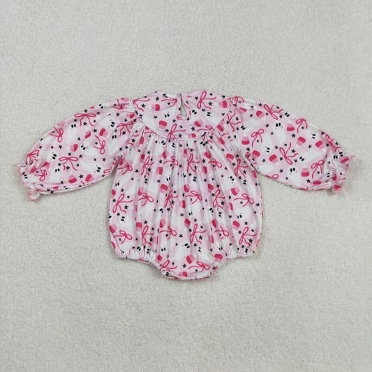 Halloween Smock Pink Ghost pink Baby Romper LR2216