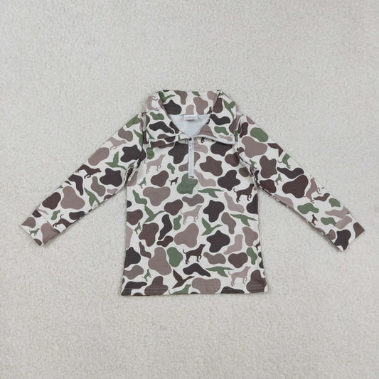hunting camo Dog Duck Half zip kids hoodies BT0955