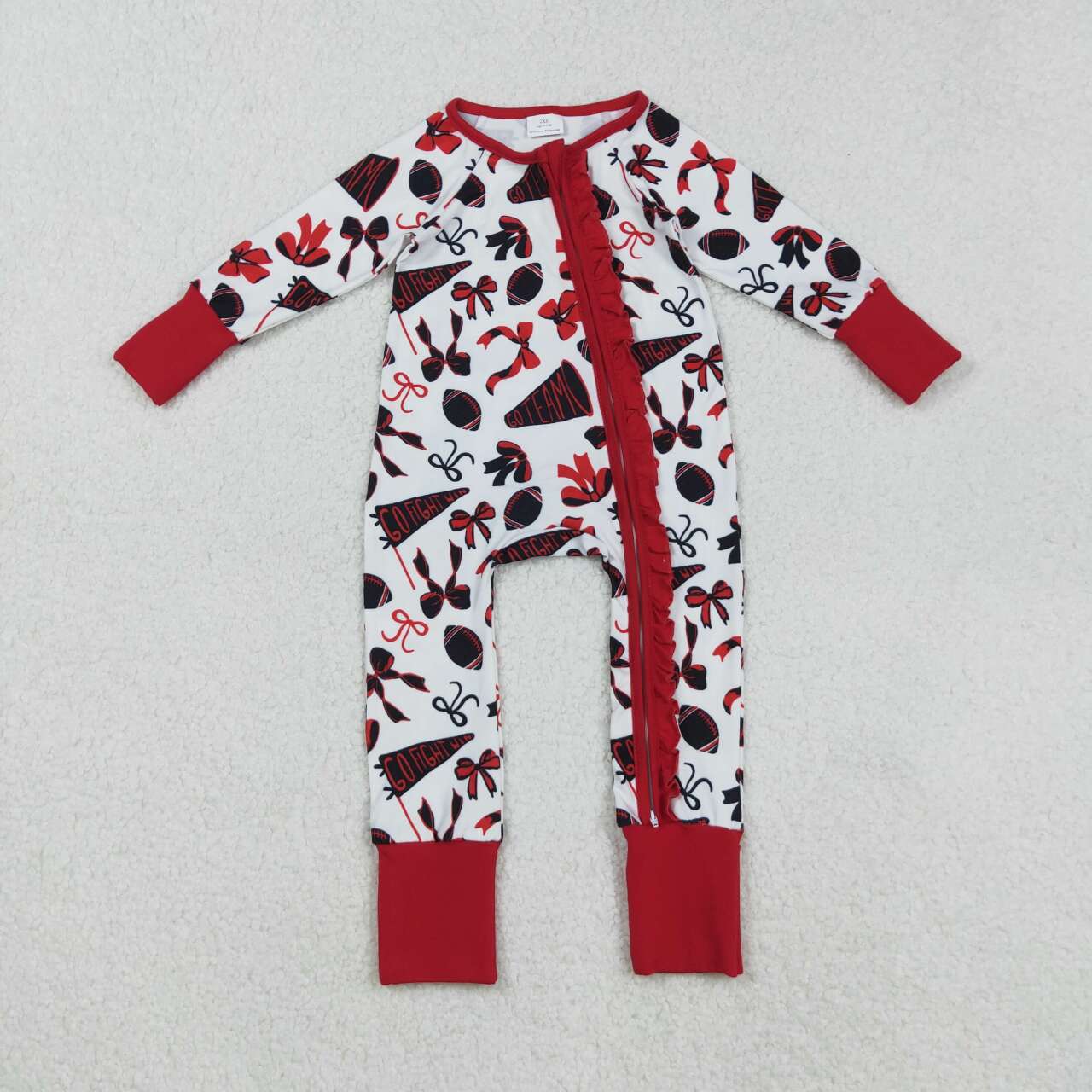 football GO team full zip baby romper LR2512