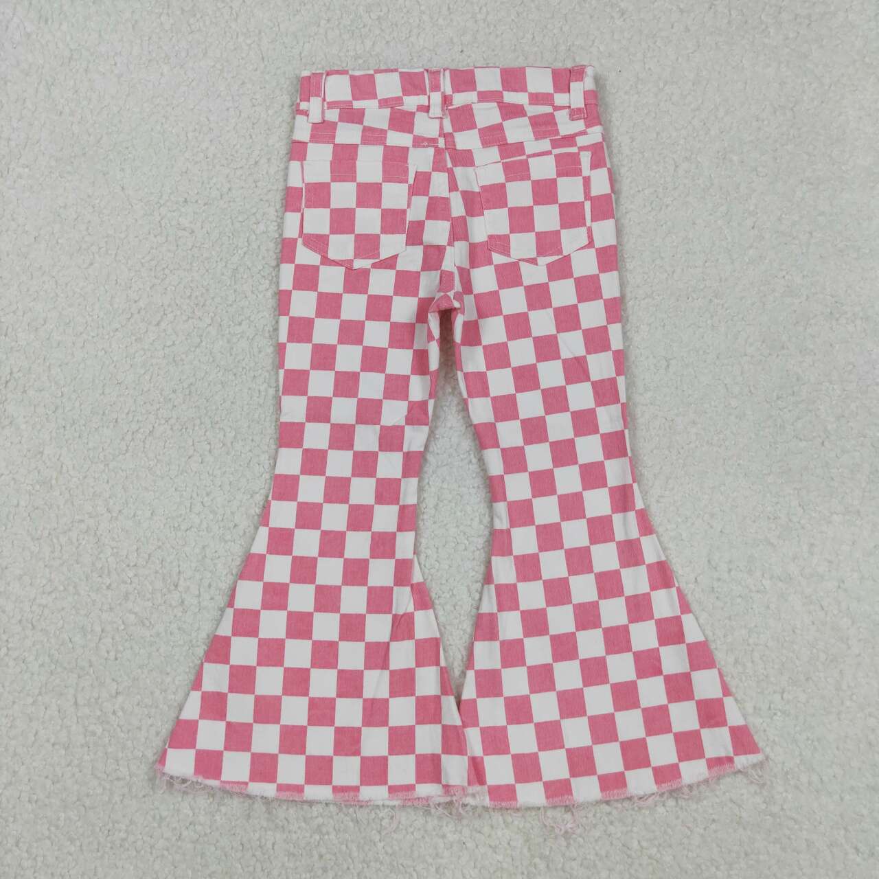 Pink Plaid print Girls Jeans PO348