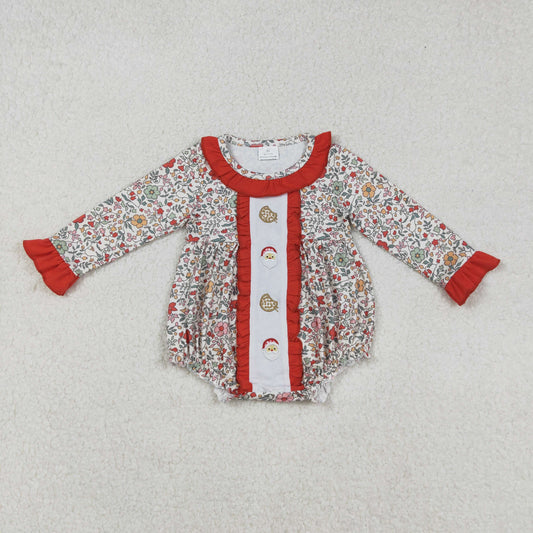 Christmas embroidery Santa long sleeve Baby Romper LR2232