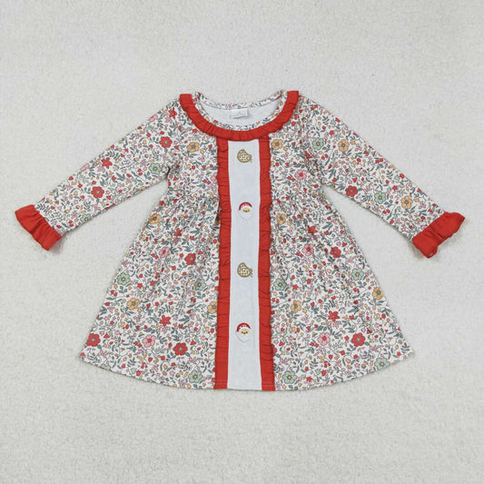 Christmas embroidery Santa Girls dress GLD1062