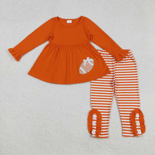 Orange Stripe Embroidery Baseball Girls Set GLP1588