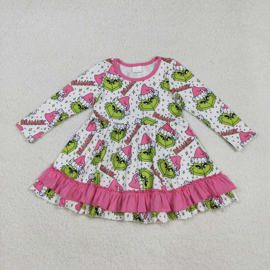 Christmas Pink Cartoon long sleeve Girls dress GLD1234