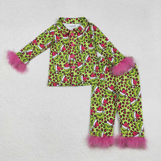 Christmas green cartoon feather Girls Pajamas GLP2669
