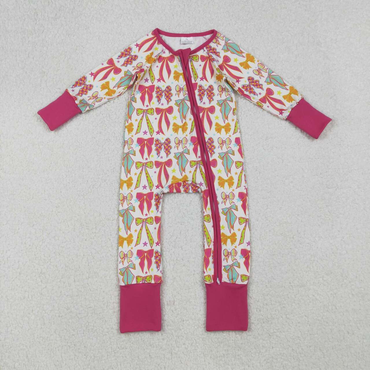 Colorful Bow full zip Baby Romper LR2468