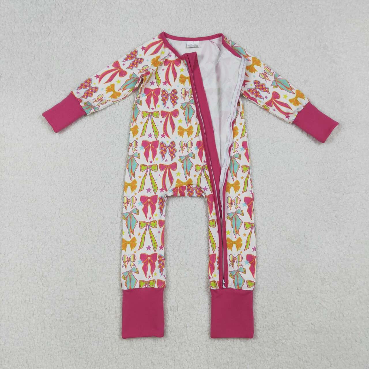 Colorful Bow full zip Baby Romper LR2468