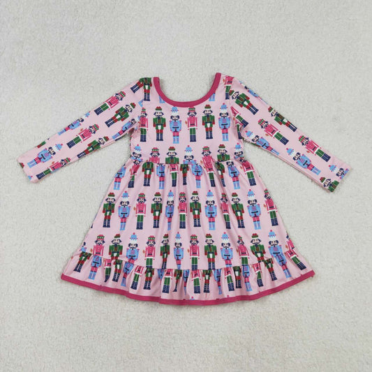 Christmas pink cartoon long sleeve Girls dress GLD1280