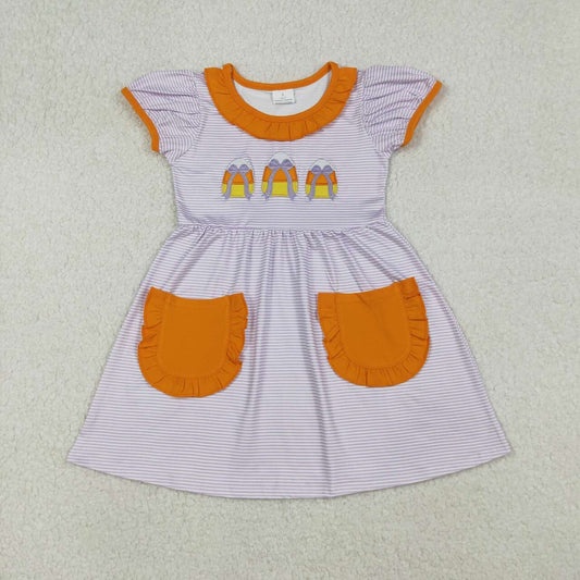 Halloween candy embroidered Girls Dress GSD2791