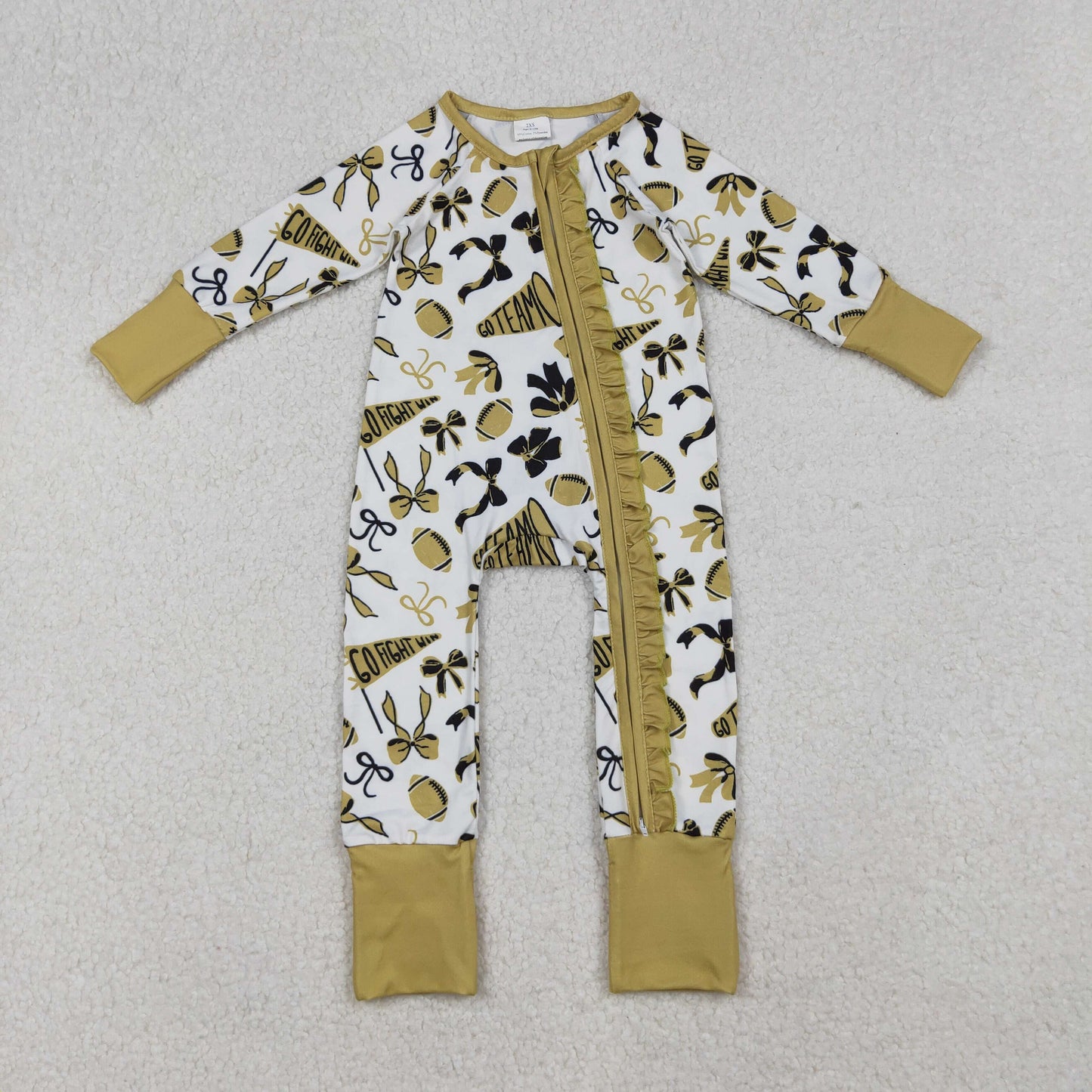 Football go team cheer Full Zip long sleeves Baby Romper