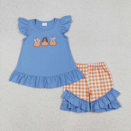 Halloween Pumpkin Embroidered Dog Girls Set GSSO2700