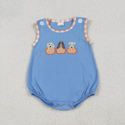 Halloween Pumpkin Dog Embroidery Baby Romper SR3190